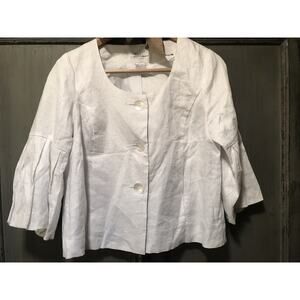 Tweeds Linen Fun White Light Weight Jacket Trumpet Sleeve Women’s Size 12